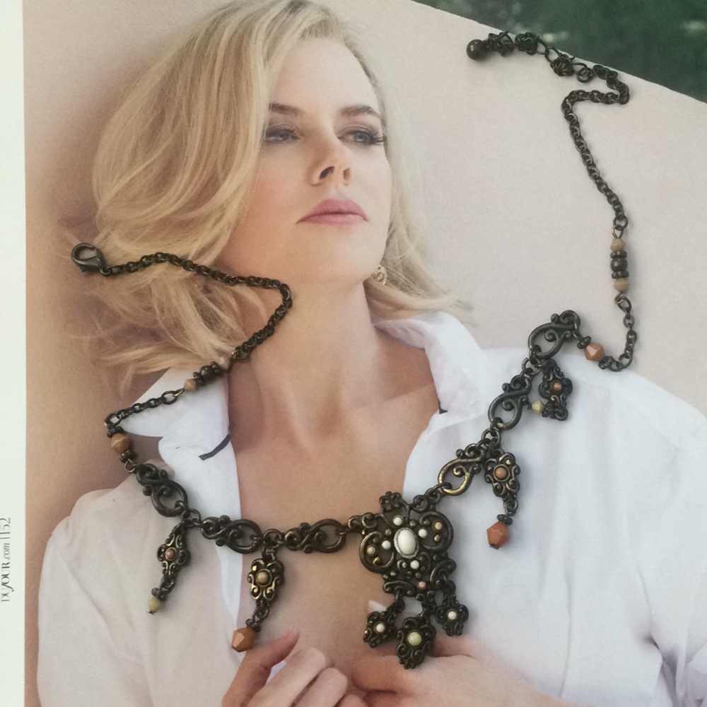 Beautiful metal necklace with beads